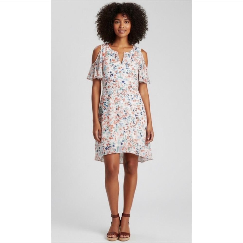 {Anthropologie} Mauve Fluttered Watercolor Dress